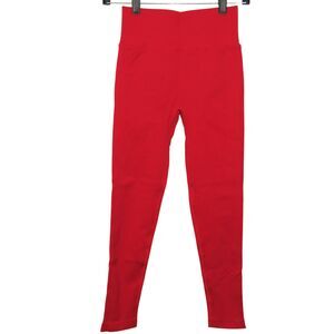 Halara Seamless Flow Scrunch Butt Lifting Side Rib High Waist Leggings In Red S